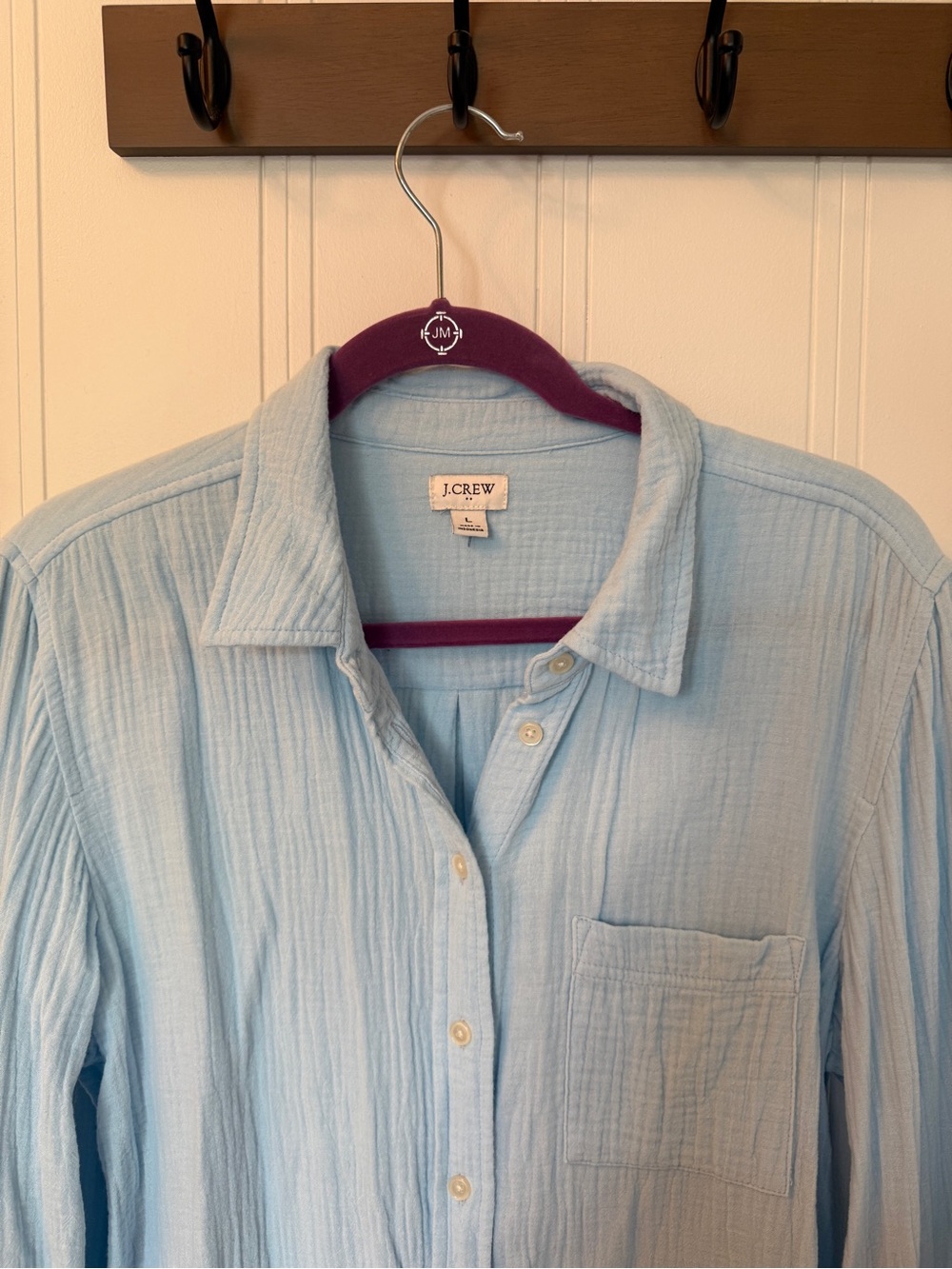 J. Crew Gauze button-up shirt size Large - Picture 6 of 11